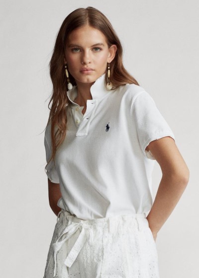 Women's Polo Ralph Lauren Classic Fit Frayed Polo Shirts | 963258ZML